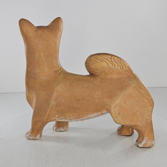 Vintage Three Hands Corp Faux Wood Resin Corgi Dog Figurine *FLAW* - Picture 4 of 9